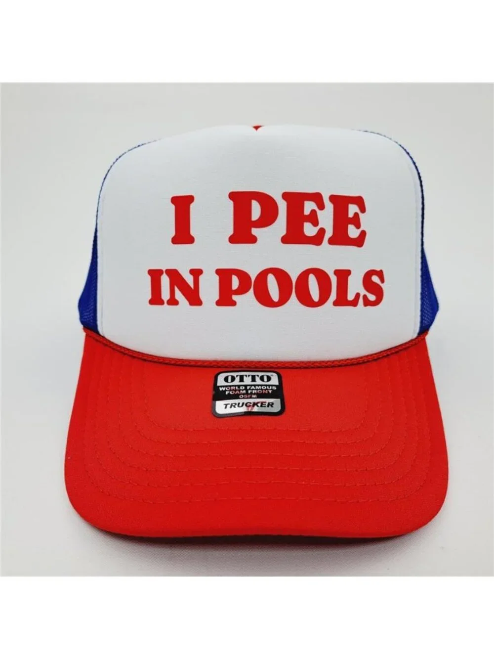 Retro I Pee In Pools Foam Trucker Hat Red White Blue Rope Snapback Cap Funny 80s